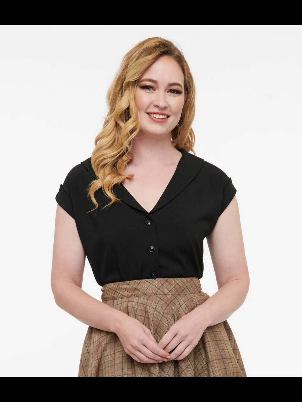 Unique Vintage Pinup Top Blouse, Large